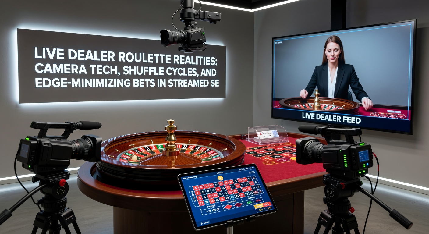 Technician inspecting a roulette wheel during a maintenance cycle in a brightly lit live dealer studio, tools spread out amid glowing monitors