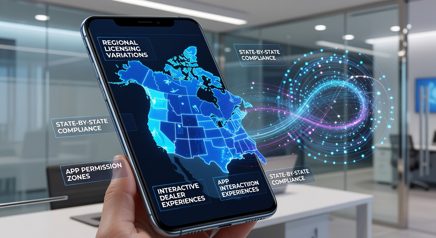 Smartphone screen showing interactive live dealer interface with regional compliance indicators