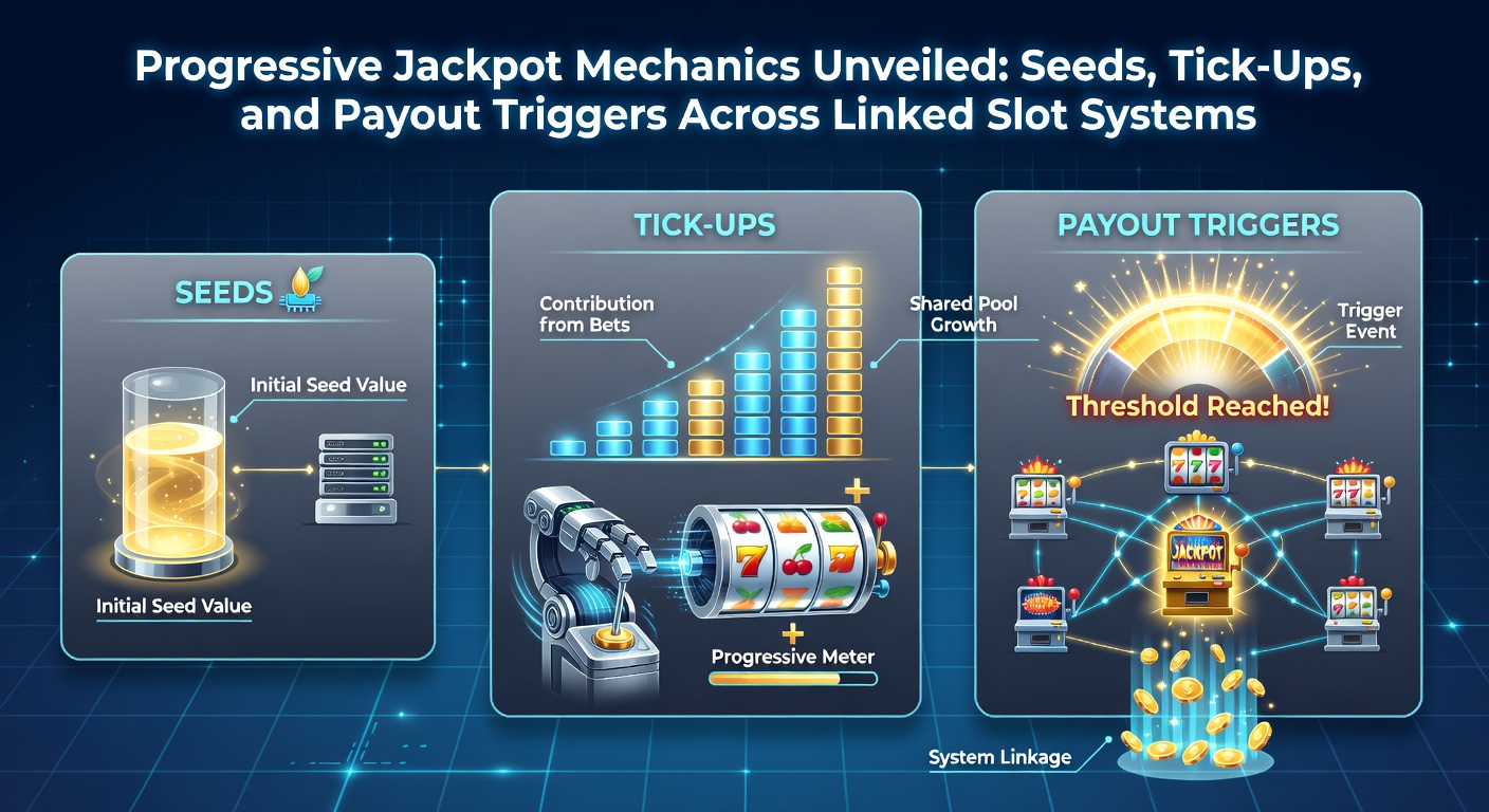 Digital visualization of a progressive jackpot meter climbing rapidly across interconnected slot machines in a bustling casino floor